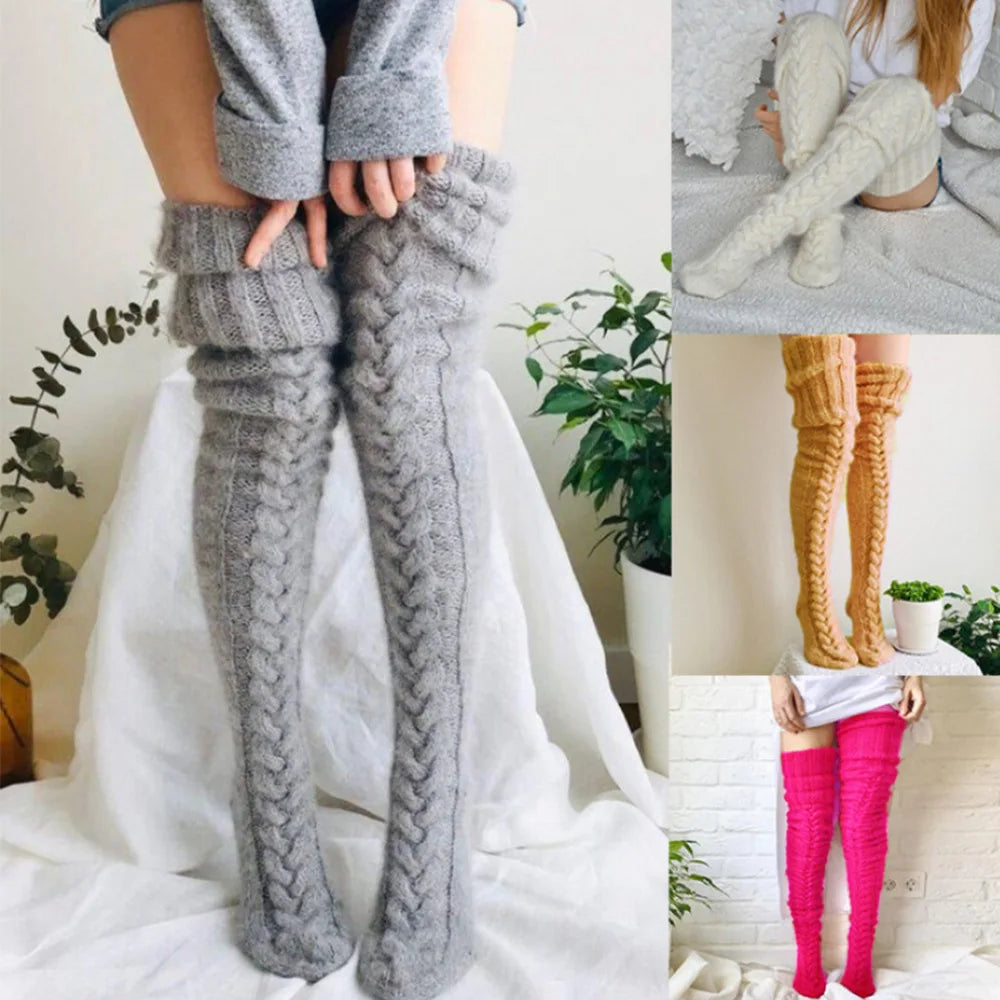 Wool Thigh-High Socks for Women - Cozy Foot Warmers