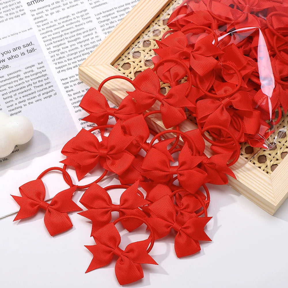 20Pcs/lot Girls Ribbon Hair Bows Rubber Band Kids Lovely Cheer Bowknot Hairband Boutique Children Headband headdress BABY BOWS
