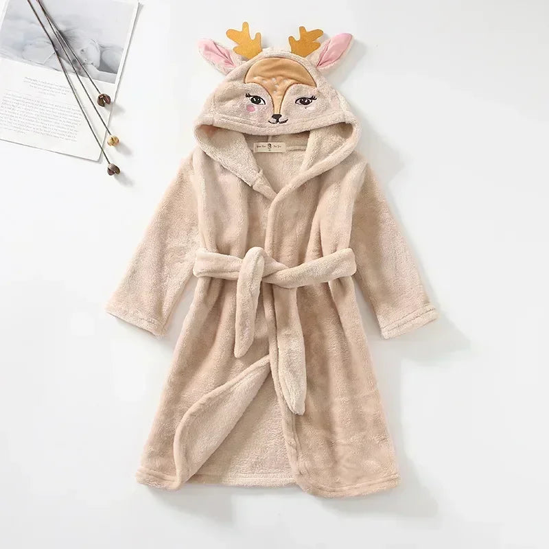 Boys Girls Hooded Bathrobe Toddler Rabbit Anime Cartoon Towel Beach Children's Sleepwear Baby Kids Bath Robes Pyjamas Nightgown