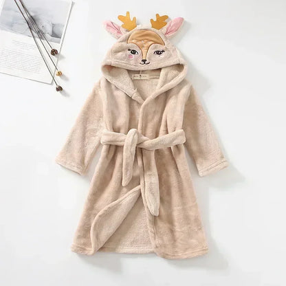 Boys Girls Hooded Bathrobe Toddler Rabbit Anime Cartoon Towel Beach Children's Sleepwear Baby Kids Bath Robes Pyjamas Nightgown
