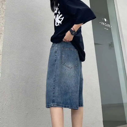 Shop Retro Blue Baggy Denim Shorts for Women - Stylish Summer Streetwear