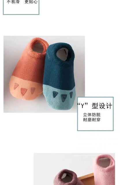 1 Pairs Boys Infant Walking Socken Girls Kids Anti Slip Floor Sock Fashion Solid Color Cotton Newborn Baby Socks