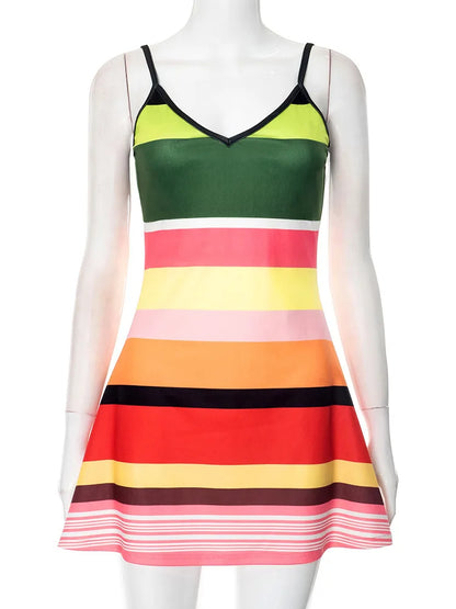 Fantoye Print Zebra Sexy V-neck Women Dress Spaghetti Strap Mini Dress Female Summer Slim Elegant Vacation Party Beachwear 2025