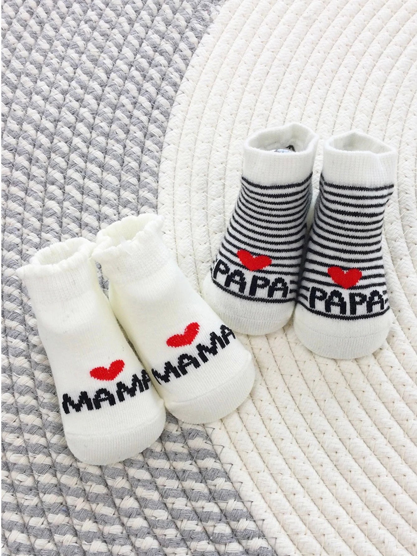 2Pairs Lovely Baby Socks Pack White Cotton Newborn Bebe Boys Girls Crew Socks Lot Love Mama Socks Toddler Stripe Infant Gift