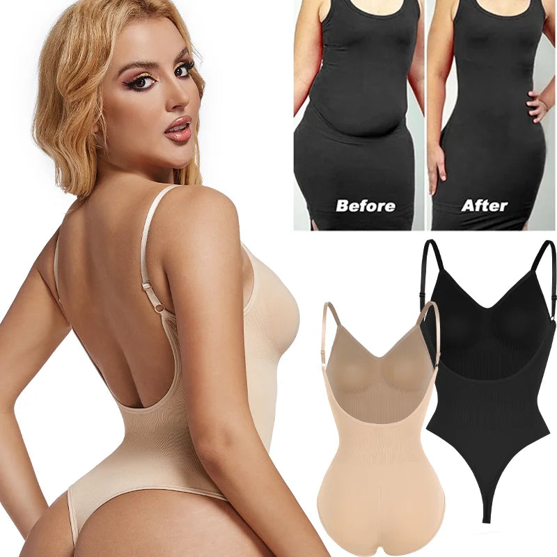 Shop Backless Seamless Bodysuit Thong Shapewear - Slimming Tummy Control Corset