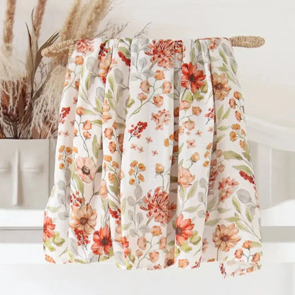 Bamboo Swaddle Blanket Baby Blankets Newborn Muslin Blanket Organic Cotton Soft New Born Wrap 5 Petal Flower for Spring