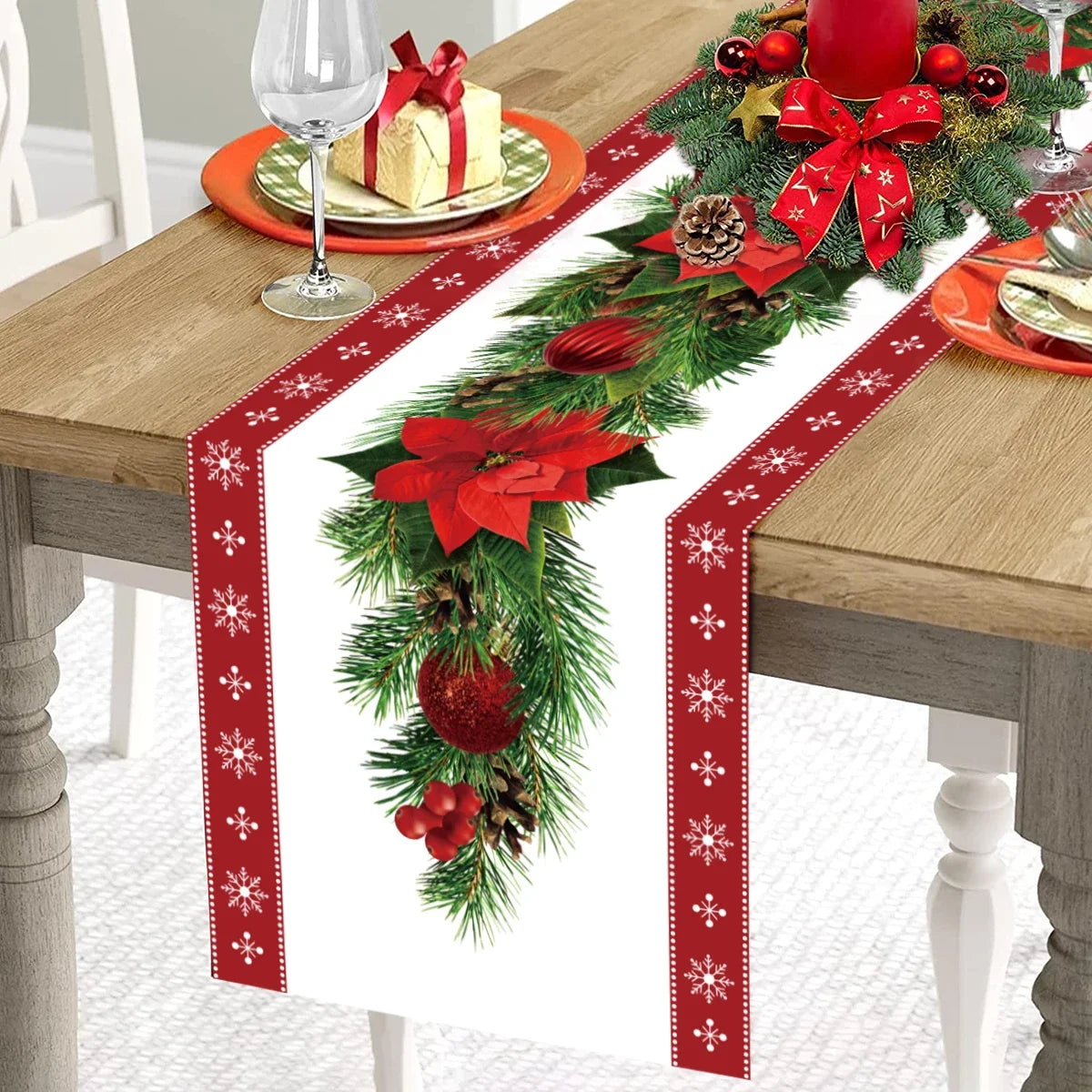 Christmas Table Runner Merry Christmas Decoration for Home Xmas Decor 2024 Navidad Notal Noel Xmas Ornament Happy New Year 2025