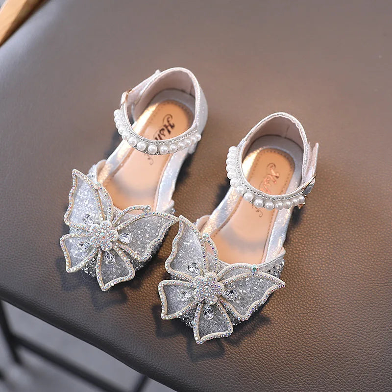 Rhinestone Bow Girls’ Princess Sandals