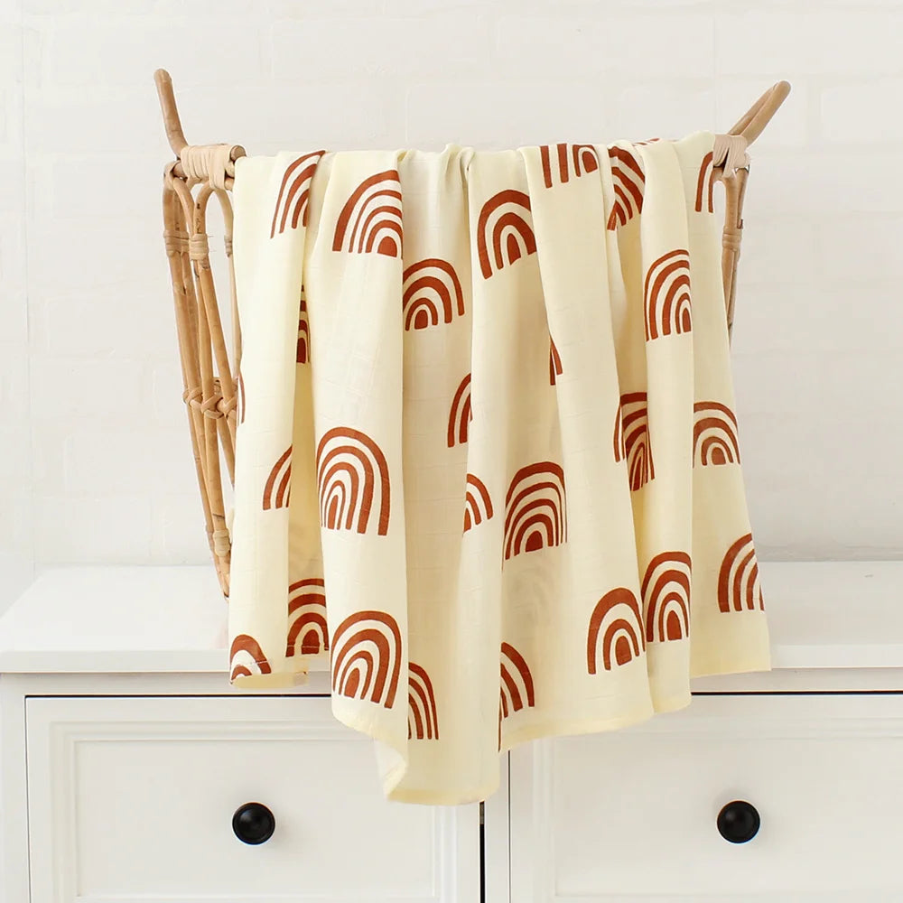 Bamboo Swaddle Blanket Baby Blankets Newborn Muslin Blanket Organic Cotton Soft New Born Wrap 5 Petal Flower for Spring