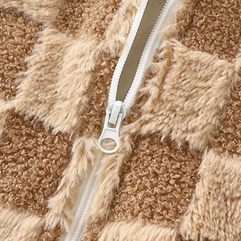 Shop Kids' Thermal Fleece Jacket - Warm Faux Fur Zipper Coat