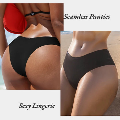 Shop Women's Seamless Silk Thong Panties - Low-Waist, High Elasticity Lingerie