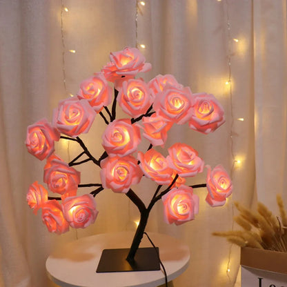 LED Rose Flower Table Lamp USB Christmas Tree Fairy Lights Night Lights Home Party Wedding Bedroom Decoration Mother's Day Gift