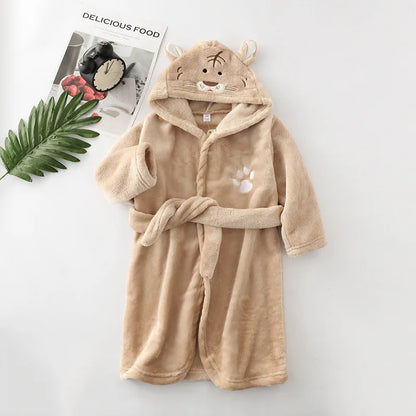 Boys Girls Hooded Bathrobe Toddler Rabbit Anime Cartoon Towel Beach Children's Sleepwear Baby Kids Bath Robes Pyjamas Nightgown