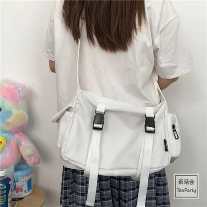 Shop Harajuku Canvas Crossbody Bag - Large Capacity Shoulder Bag