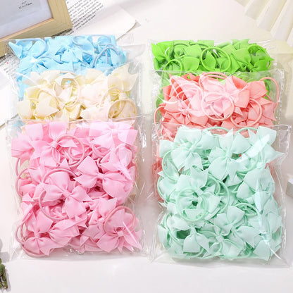 20Pcs/lot Girls Ribbon Hair Bows Rubber Band Kids Lovely Cheer Bowknot Hairband Boutique Children Headband headdress BABY BOWS