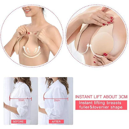 Shop Push-Up Silicone Strapless Bra with Reusable Lift Tape and Nipple Covers