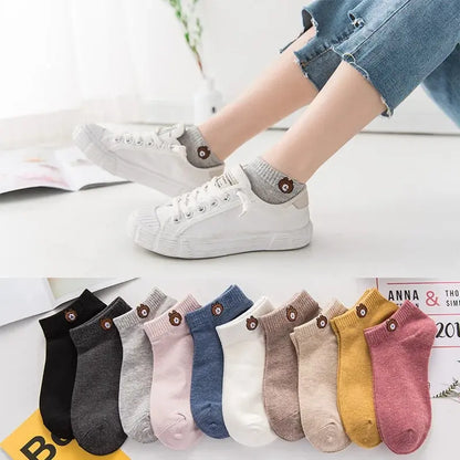 Cute Bear Pattern Low Tube Socks - 10 Pairs for Casual Style