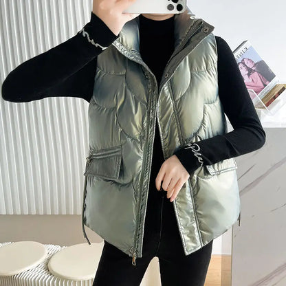 2023 New Down Cotton Tank Top Women's Autumn and Winter Short Plush Sleeveless Sweetheart Fashion Age Reducing Coat