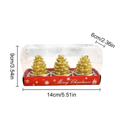 3pcs Christmas Candles Atmosphere Valentine's Day Santa Claus Snowman Xmas Tree Pine Cones Craft Gifts Party Table Decorations