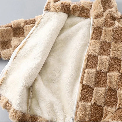Shop Kids' Thermal Fleece Jacket - Warm Faux Fur Zipper Coat
