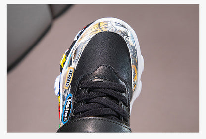 Size 26-36 Children Sports Sneakers for Girls Kid Cartoon Graffiti Pattern Casual Shoes Boys Basketball Shoe chaussures de sport