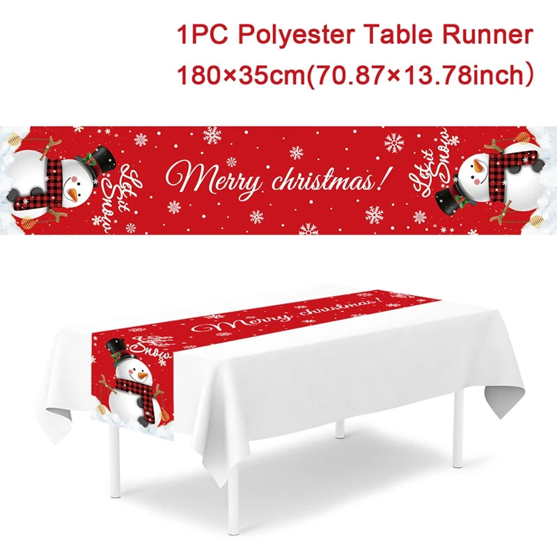 Christmas Table Runner Merry Christmas Decoration for Home Xmas Decor 2024 Navidad Notal Noel Xmas Ornament Happy New Year 2025