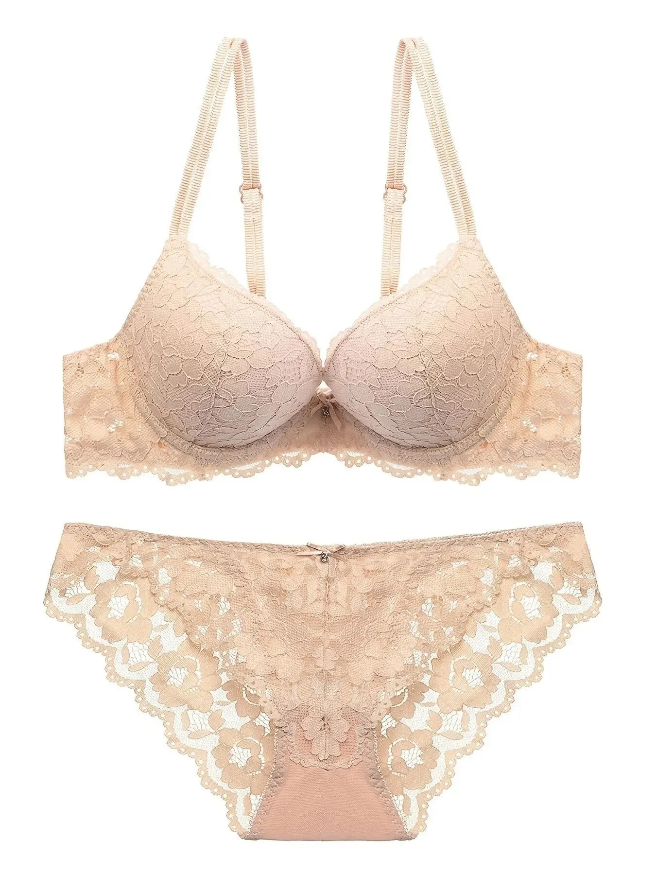 Shop Elegant Lace Lingerie Set: Push-Up Bra & Sheer Panty - Perfect for Valentine's Day