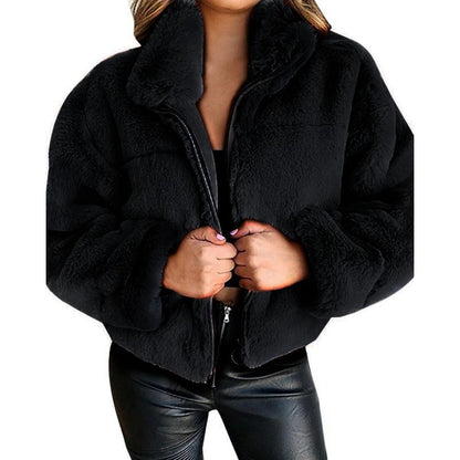 Shop Women's High Neck Teddy Fleece Coat - Korean Style Winter Jacket