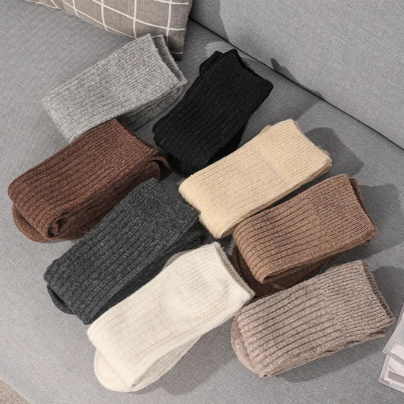 Women Long Socks Cashmere Wool Over Knee-High Stockings