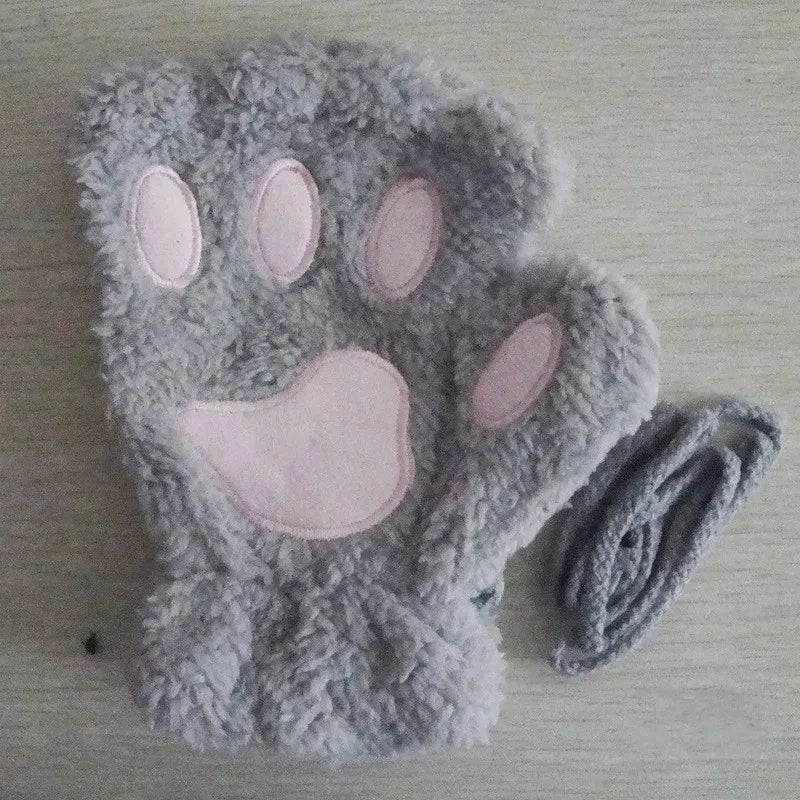 Soft Plush Cat Claw Mittens