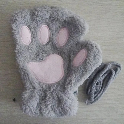 Soft Plush Cat Claw Mittens