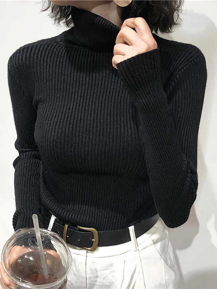 Shop Women's Slim Fit Turtleneck Sweater - Autumn/Winter Knitted Pullover