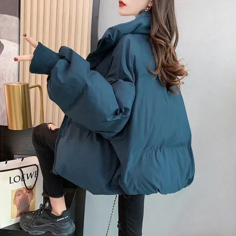 Thickened Cotton Coat 2022 Winter New Style Korean Version Loose Fit Slimming Student Versatile Puffer Jacket Trendy For Women