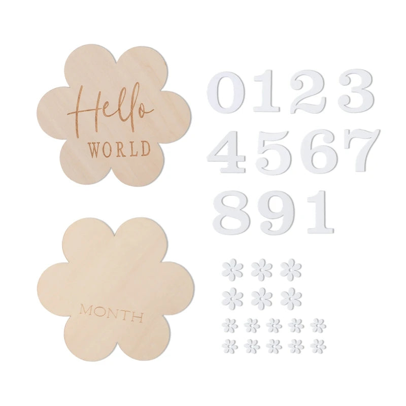 2Pcs Baby Wooden Balloon Milestone Cards Photography Accessories Baby Photography Shooting Props For Newborn Birthing Gifts