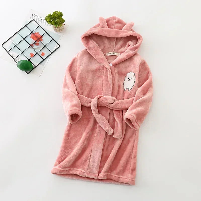 Boys Girls Hooded Bathrobe Toddler Rabbit Anime Cartoon Towel Beach Children's Sleepwear Baby Kids Bath Robes Pyjamas Nightgown