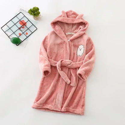 Boys Girls Hooded Bathrobe Toddler Rabbit Anime Cartoon Towel Beach Children's Sleepwear Baby Kids Bath Robes Pyjamas Nightgown