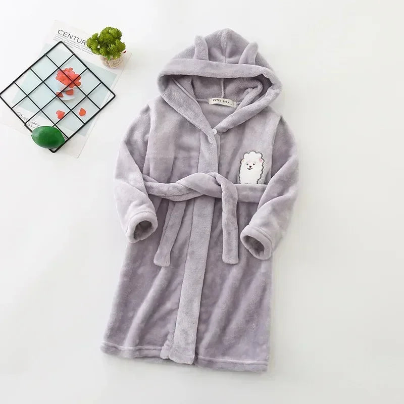 Boys Girls Hooded Bathrobe Toddler Rabbit Anime Cartoon Towel Beach Children's Sleepwear Baby Kids Bath Robes Pyjamas Nightgown