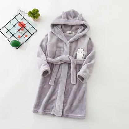 Boys Girls Hooded Bathrobe Toddler Rabbit Anime Cartoon Towel Beach Children's Sleepwear Baby Kids Bath Robes Pyjamas Nightgown