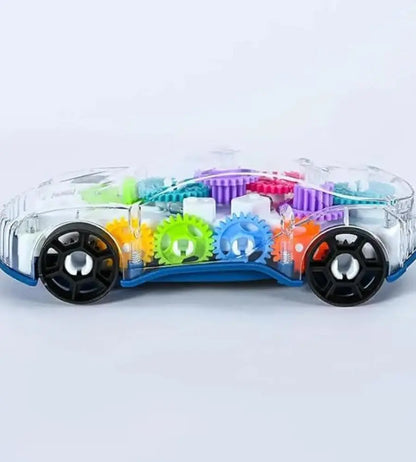 Light Up Transparent Gears Police Car Toy for Kids Bump and Go Toy Car for Boys Girl Educational Baby Toys Car Music LED Effects