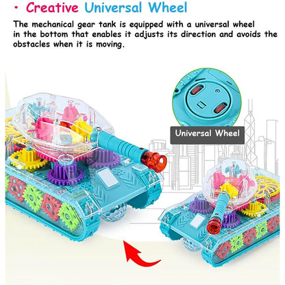 Light Up Transparent Gears Police Car Toy for Kids Bump and Go Toy Car for Boys Girl Educational Baby Toys Car Music LED Effects