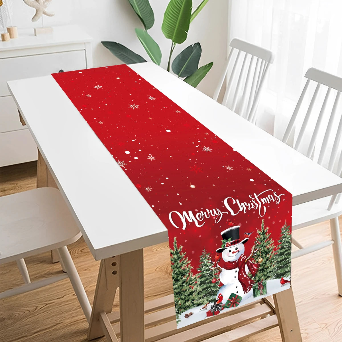 Christmas Table Runner Merry Christmas Decoration for Home Xmas Decor 2024 Navidad Notal Noel Xmas Ornament Happy New Year 2025