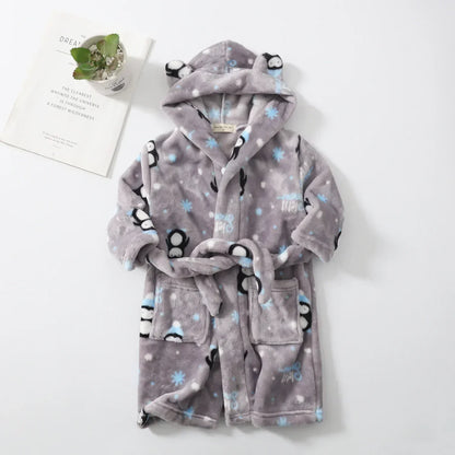 Boys Girls Hooded Bathrobe Toddler Rabbit Anime Cartoon Towel Beach Children's Sleepwear Baby Kids Bath Robes Pyjamas Nightgown