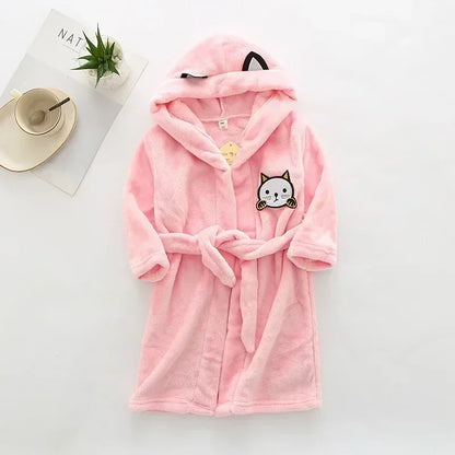Boys Girls Hooded Bathrobe Toddler Rabbit Anime Cartoon Towel Beach Children's Sleepwear Baby Kids Bath Robes Pyjamas Nightgown