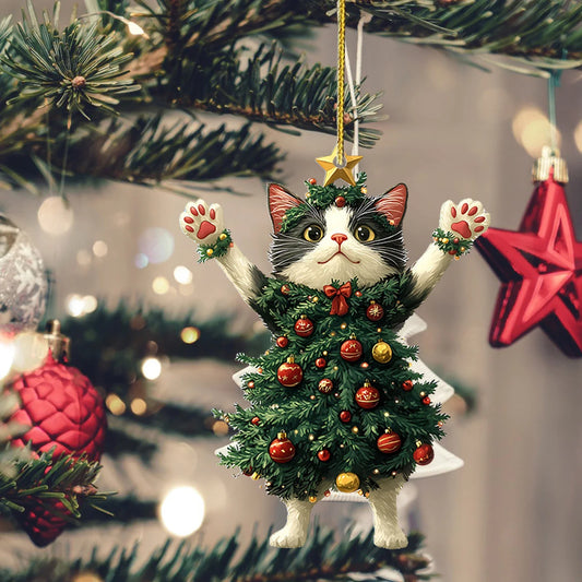 1PCS Christmas Tree Pendants Acrylic Cute Cat Hanging Ornaments for Wall Xmas Tree Decorations Party Supplies New Year Gifts