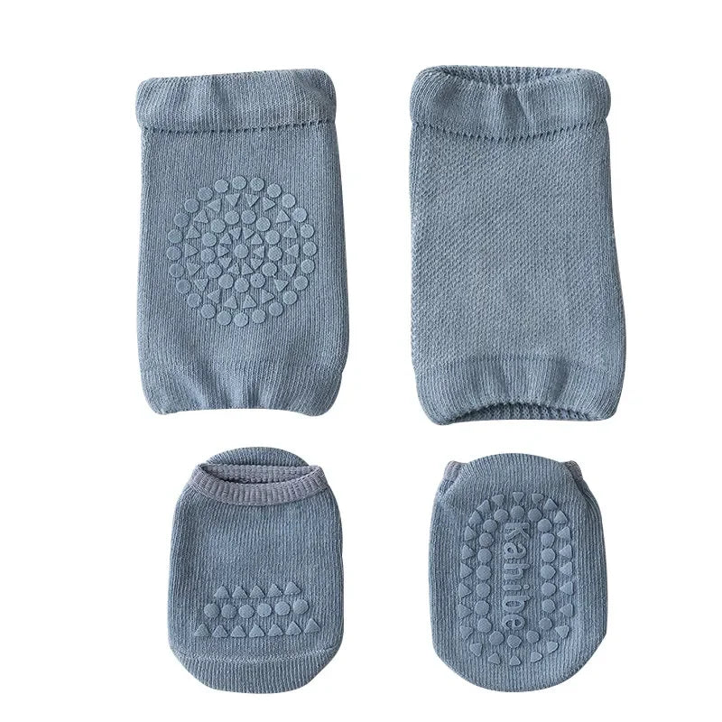 Baby Knee Pads Socks Set for Girls Boys Summer Solid Color Anti Slip Socks Kid Crawling Safety Floor Sock Leg Knee Protector