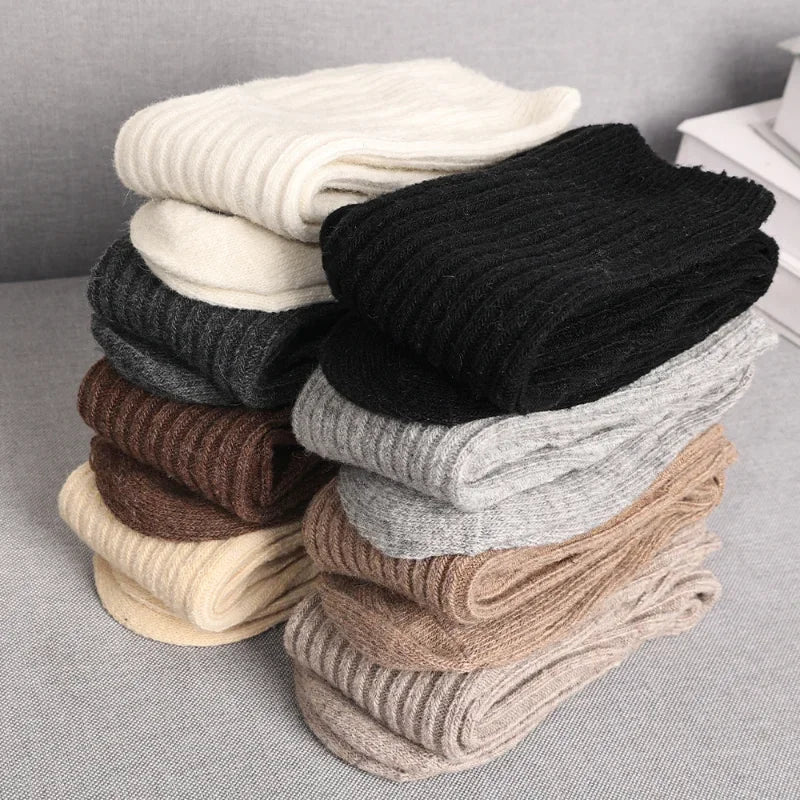 Women Long Socks Cashmere Wool Over Knee-High Stockings