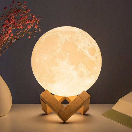 Shop 8cm LED Moon Night Light with Stand - Starry Bedroom Decor for Kids